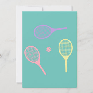 Invitation Raquettes de tennis Pastel avec balle de tennis su