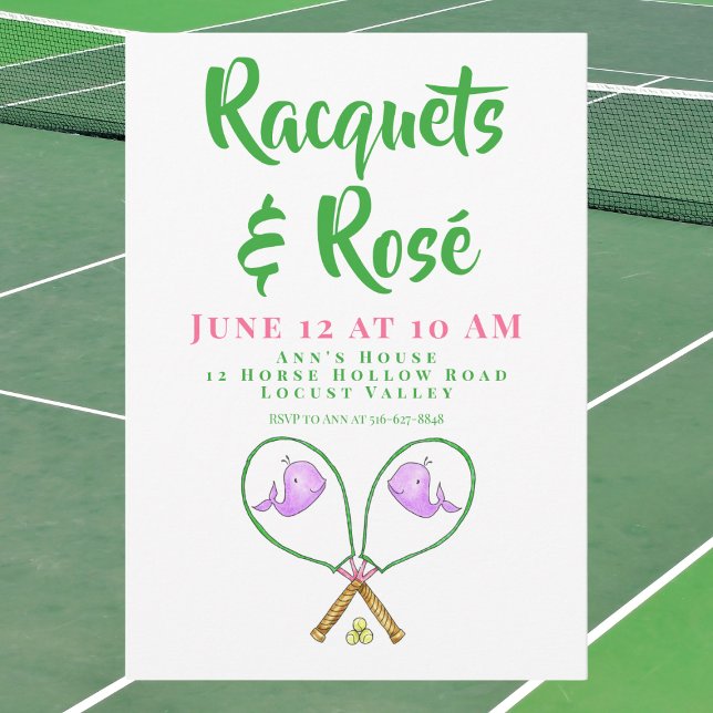 Invitation Raquettes et rosé Racquets roses Couvre baleine Pr (Créateur téléchargé)