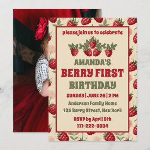 Invitation Raspberry 1er Anniversaire Fête Berry Première pho