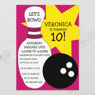 Invitation Raspberry Pink Bowling