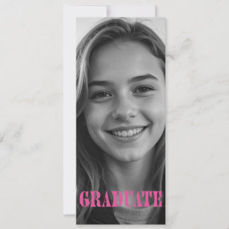 Invitation Raspberry Pink Modern Graduation Announcement Card