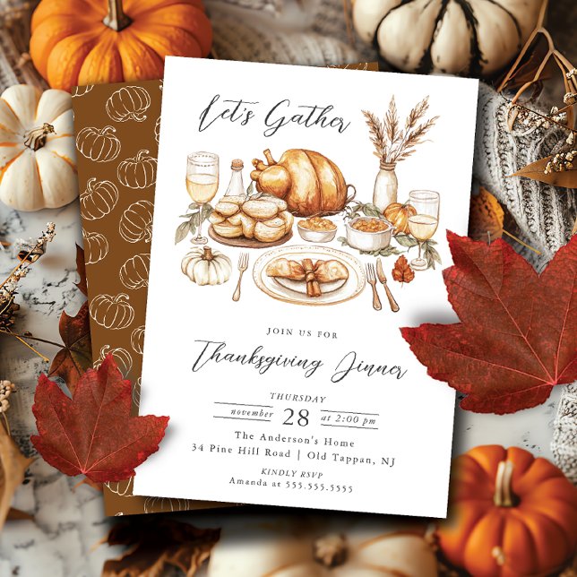 Invitation Rassemblement de Thanksgiving rustique (Créateur téléchargé)