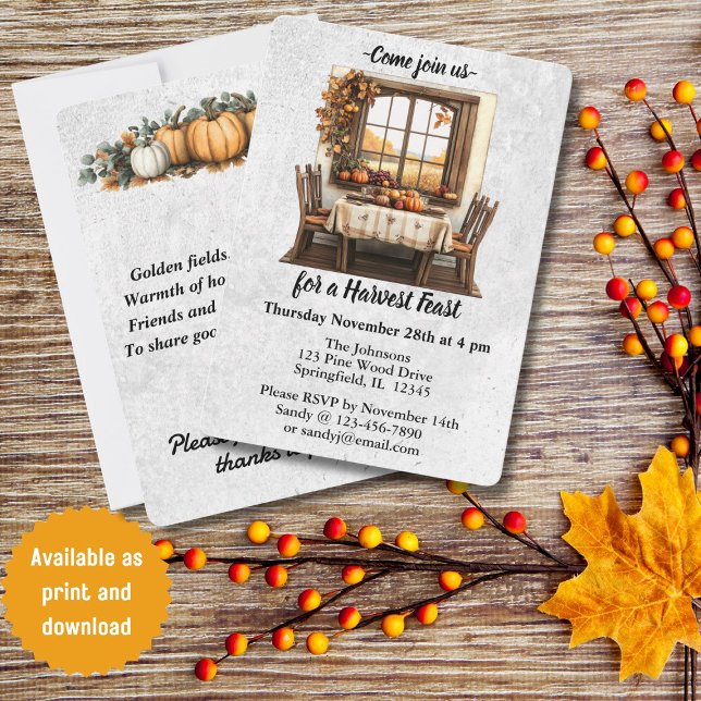 Invitation Rassemblement de Thanksgiving rustique (Créateur téléchargé)