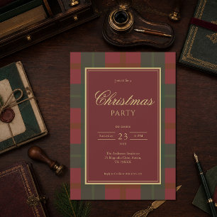 Invitation Rassemblement familial classique de Noël à carreau