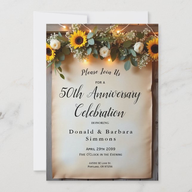 Invitation Rassemblements rustiques de l'heure dorée (Devant)