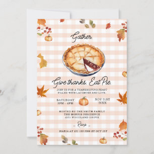 Invitation Rassemblez, Donnez Merci, Mangez Pie Thanksgiving 
