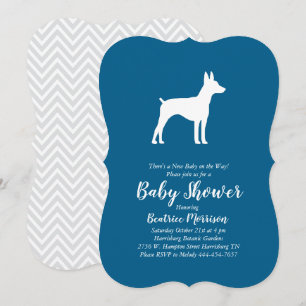 Invitation Rat Terrier Chien Baby shower Blue Boy