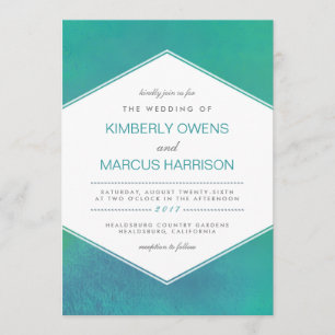 Invitation Ravage Mariage d'aquarelle vert Turquoise