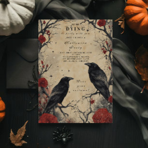 Invitation Raven vintage et fête d'Halloween Rose