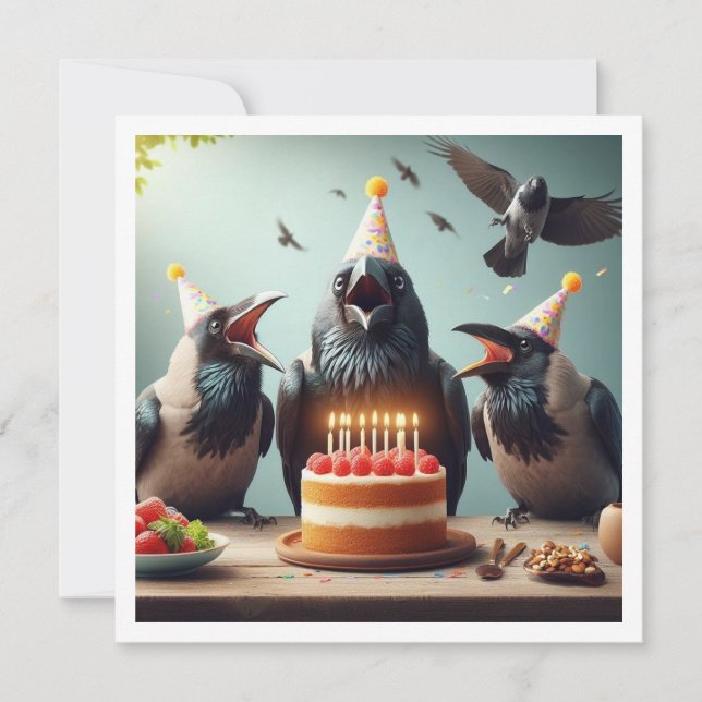 Invitation Ravin mangeant gâteau d'anniversaire, anniversaire (Devant)