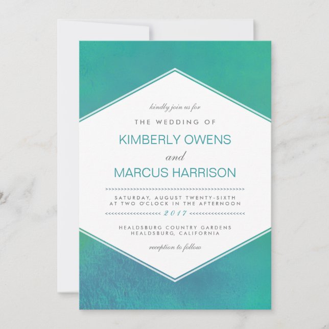 Invitation Ravissement | Mariage d'aquarelle verte turquoise (Devant)