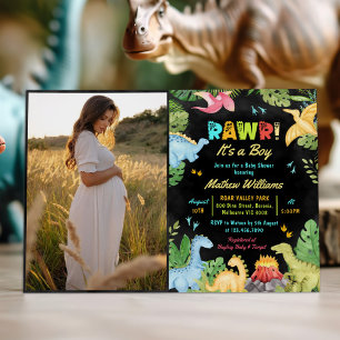 Invitation Rawer Son Baby shower A Boy Dinosaur Photo