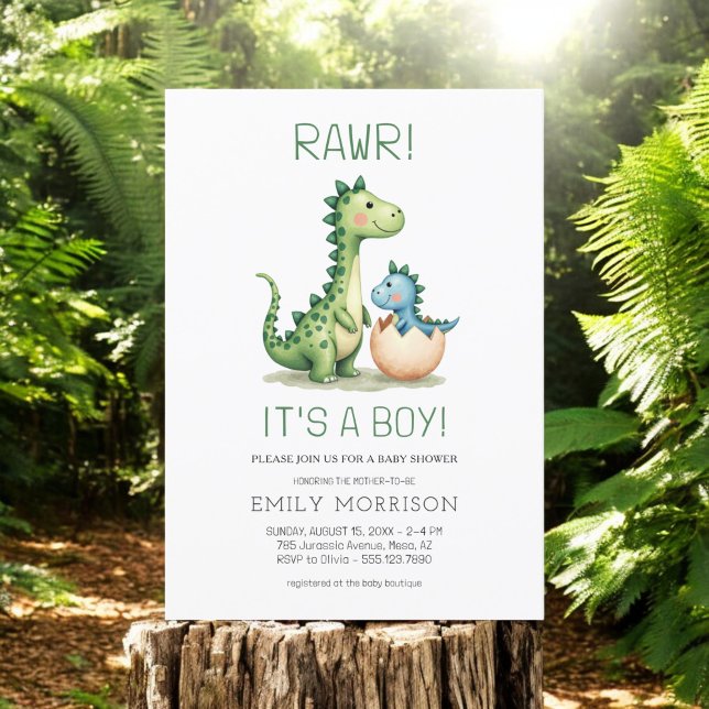 Invitation Rawr C'est un garçon Dinosaur Baby Boy Shower (Créateur téléchargé)