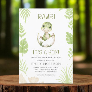 Invitation Rawr C'est un garçon mignon Dinosaur bébé garçon d