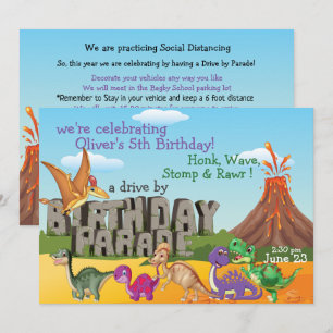 Invitation Rawr DinoDrive Par Happy Birthday Parade Invitatio