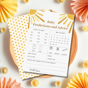 Invitation Ray of Sunshine Baby Predictions & Conseils Card