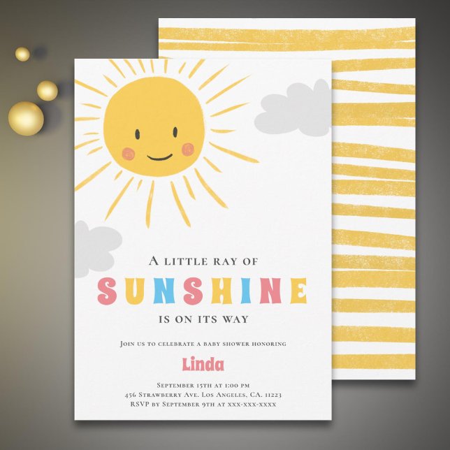 Invitation Ray of Sunshine Baby shower neutre (Créateur téléchargé)