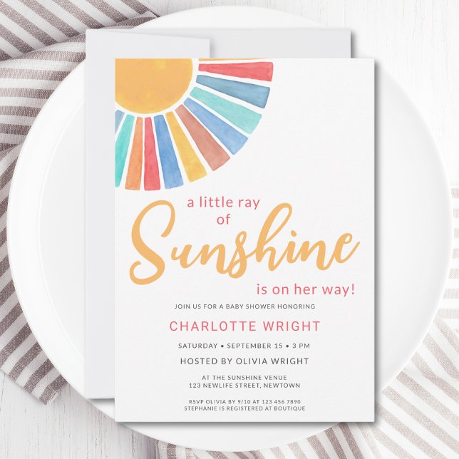 Invitation Ray Of Sunshine Girl's Baby shower (Créateur téléchargé)