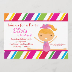 Invitation rayée de fête d'anniversaire de