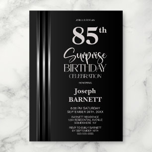 Invitation Rayo Argenté Noir Gris 85e Anniversaire Surprise