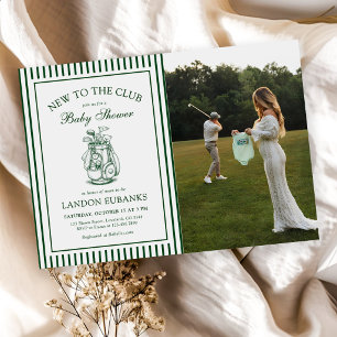 Invitation Rayure Nouveau dans le Club Golf Baby Shower Photo