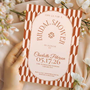 Invitation Rayure rétro typographie terracotta Shower de mari