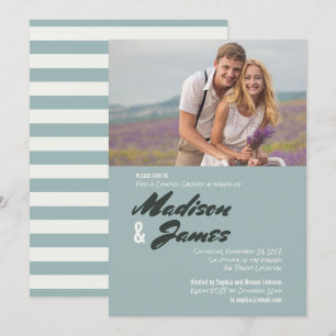Invitation Rayures bleues Floral Cartons d'invitation pou