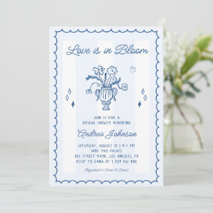 Invitation Rayures Bleues Rétro Love is in Bloom Enterrement