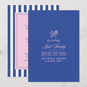 Invitation Rayures Bleues & Roses Dernier Tour de Balançoire