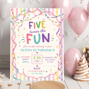 Invitation Rayures cinq fois plus de plaisir Anniversaire col