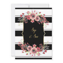 Rayures Classiques Aquarelle Florale Sip & See