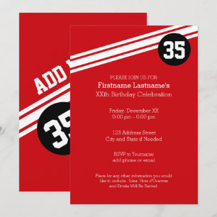 Invitation Rayures de course vintage - Rouge et noir
