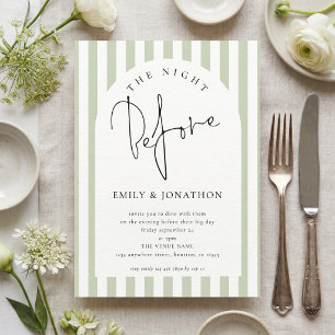 Invitation Rayures de Sauge La Nuit Avant le Dîner de Répétit
