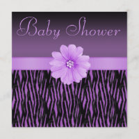Rayures de zèbre et baby shower pourpres de fleur