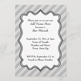 Invitation Rayures diagonales dans la barre grise Mitzvah