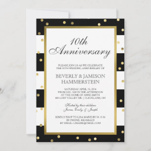 Invitation Rayures Étincelantes   Fête des 10 ans de mariage