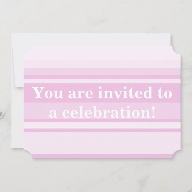 Invitation rayures rose bébé (Devant)