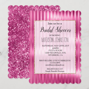 Invitation Rayures Rose Féminin