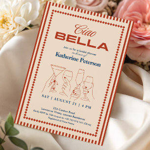 Invitation Rayures ROUGES RETRO Baby Shower de mariage
