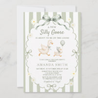 Rayures Vert Sauge Fleurs Silly Goose Baby Shower