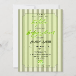 Invitation Rayures Vert Sauge Vous Aiment Autant que Matcha B