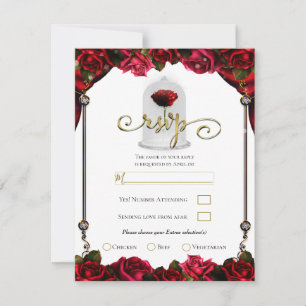 Invitation Réaction RSVP du Parti Blanc Rouge Or Rose magique