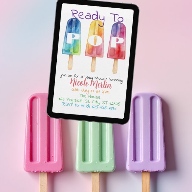 Invitation Ready To Pop, Rainbow Popsicle Baby Shower (Créateur téléchargé)