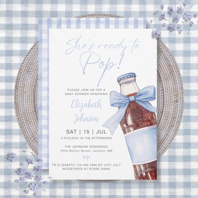 Invitation Ready To Pop Soda Bottle Blue Bow Baby Shower (Ready To Pop Soda Bottle Blue Bow Baby Shower Invitation)
