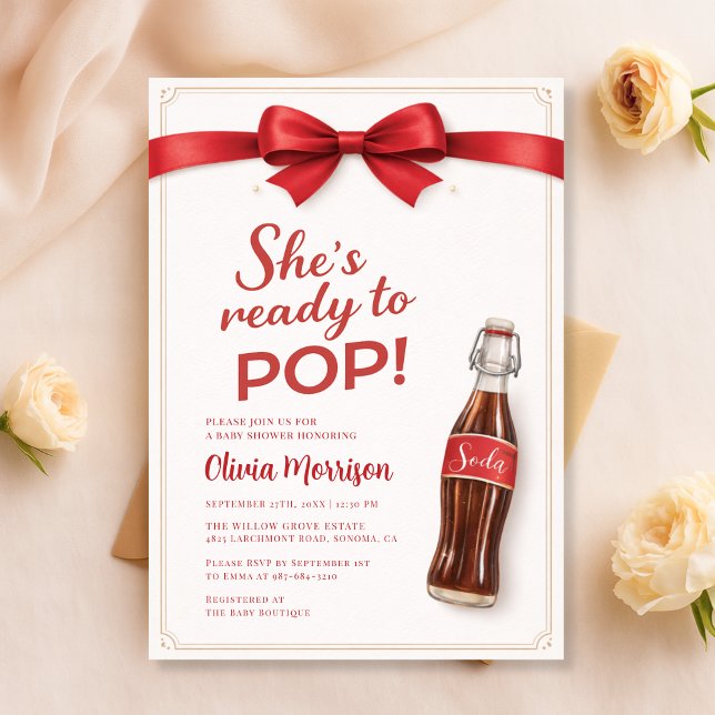 Invitation Ready to Pop Soda Red Bow Baby Shower (Créateur téléchargé)