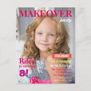 Invitation Réaménagement de magazine de mode pour filles fête