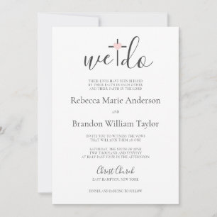 Invitation Rebecca Christian Cross & Heart We Do Mariage