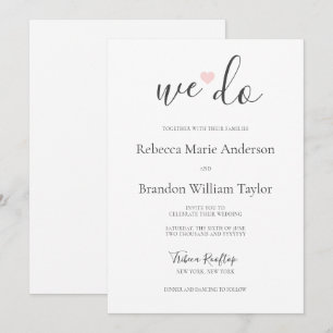 Invitation Rebecca Simple Modern We Do & Pink Heart Mariage