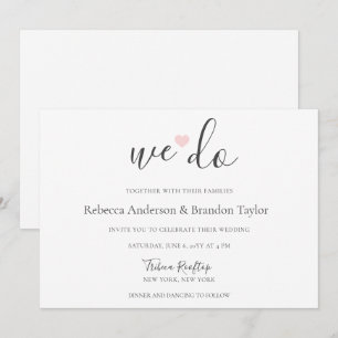 Invitation Rebecca Simple Modern We Do & Pink Heart Mariage I