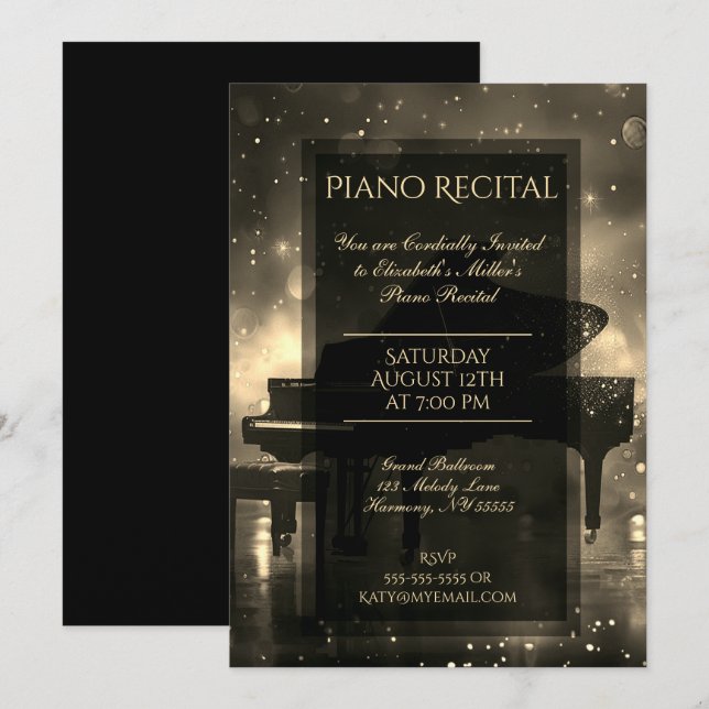 Invitation Récapitulatif piano avec aurores auriculaires (Devant / Derrière)